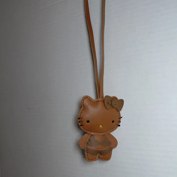 Sanrio Brown Leather Hello Kitty Key Holder/purse Charm - Picture 4 of 4